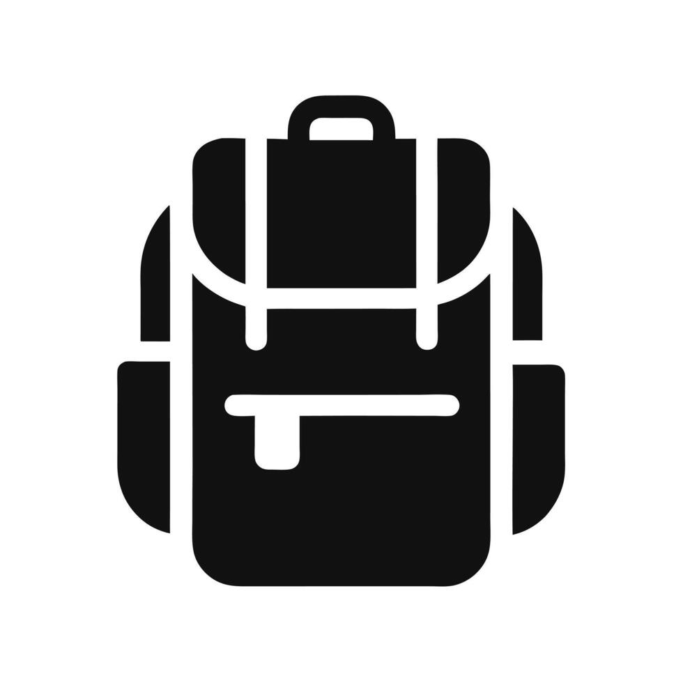 Minimalist Black Backpack Icon Illustration Isolated On White Background vector