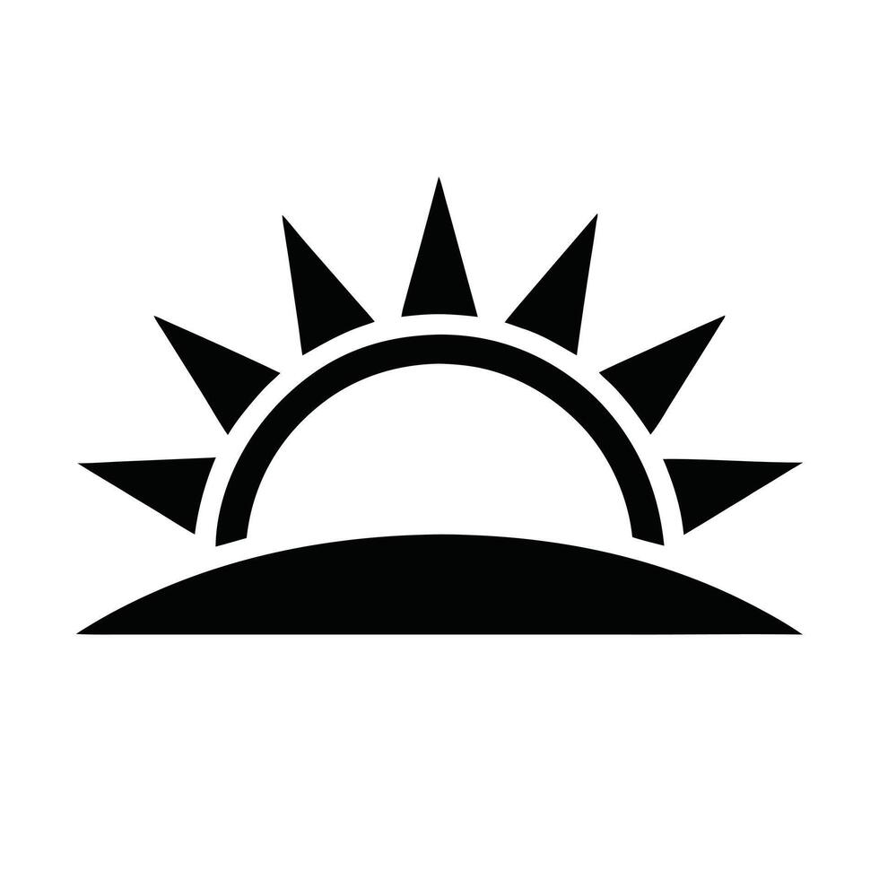 Sunrise Icon Illustration Black Silhouette Isolated On White Background Graphic Element vector