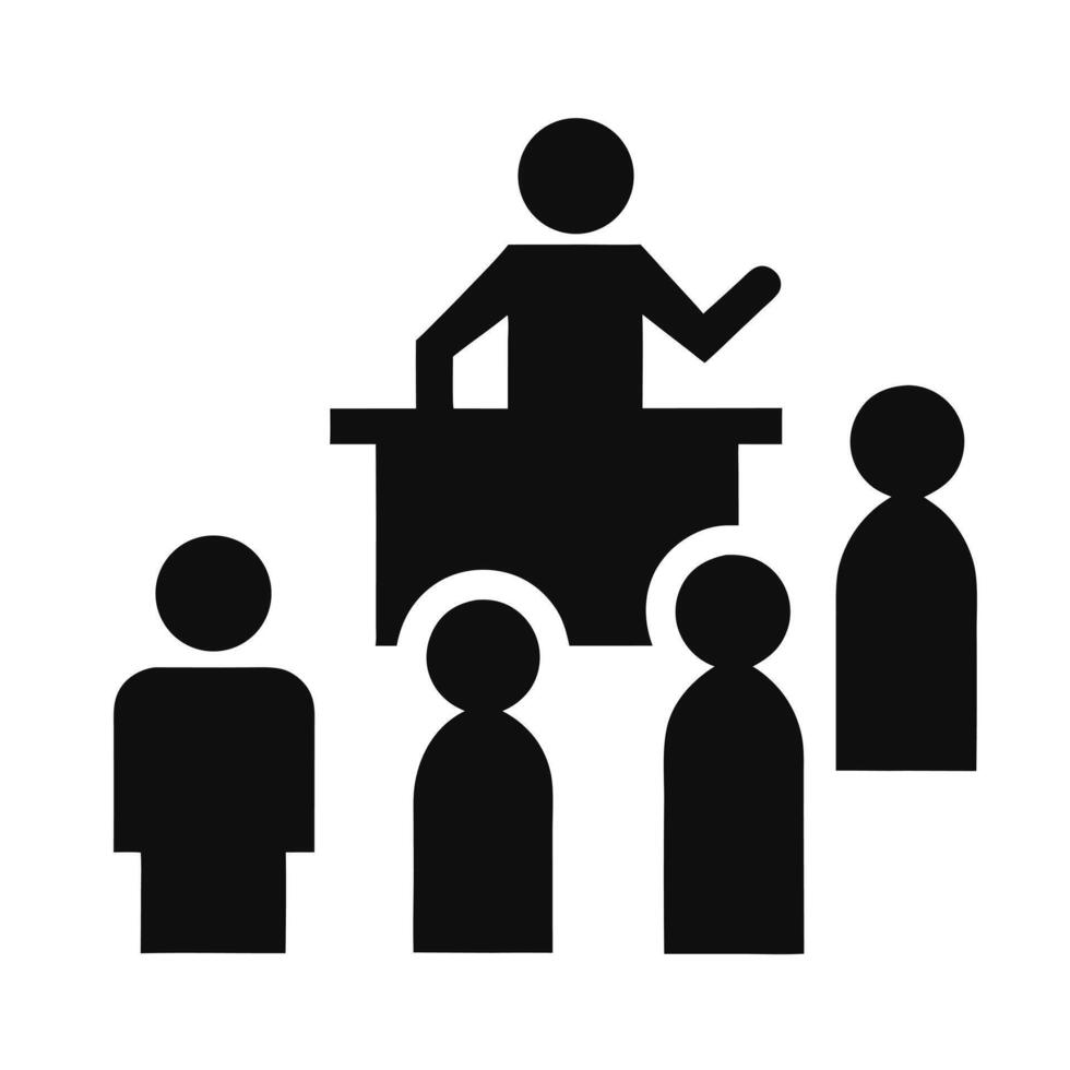 Business Presentation Icon Illustration Of Leader Speaking To Audience vector