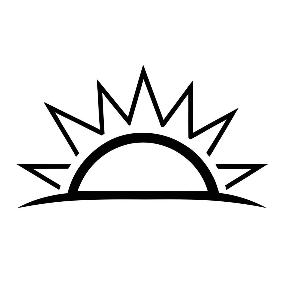 Abstract Sunrise Icon Graphic Minimalist Black And White Illustration vector