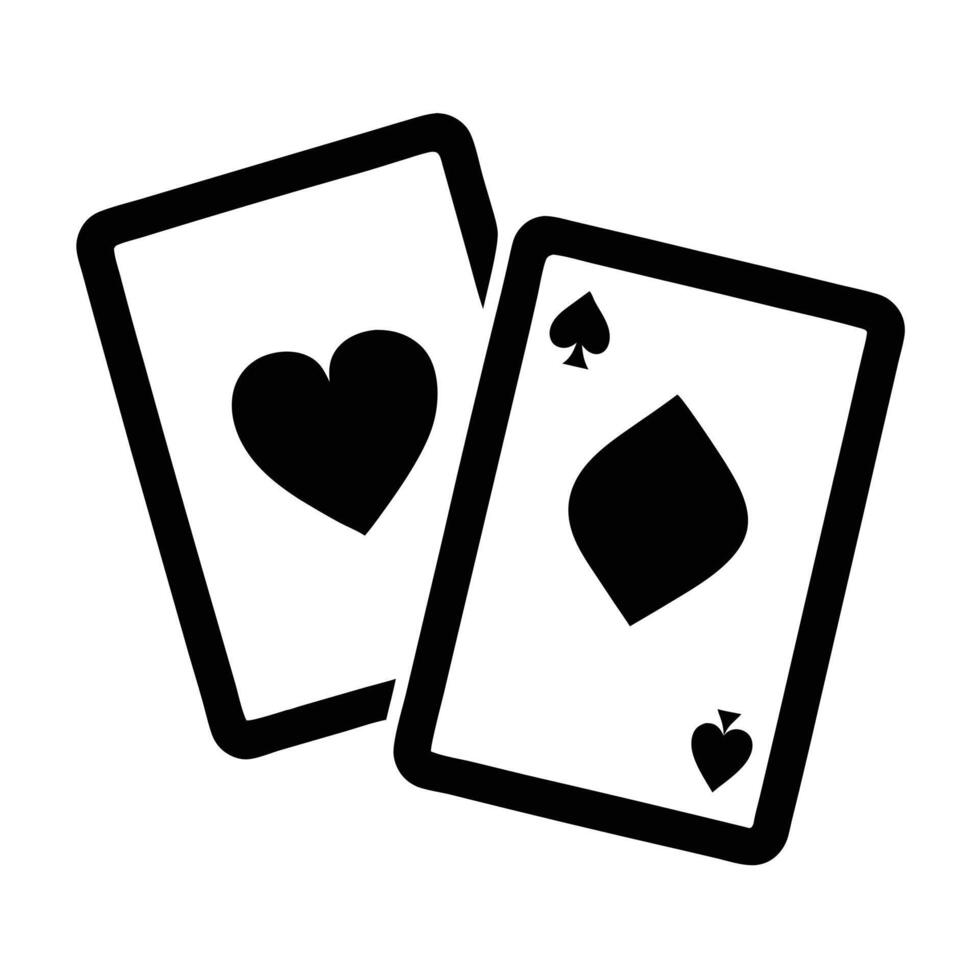 Two Playing Cards Heart And Spade Symbols Black And White Design vector