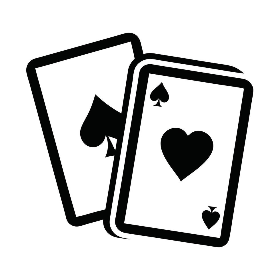 Two Playing Cards Depicting Spades Black And White Graphic Icon Simple Design vector