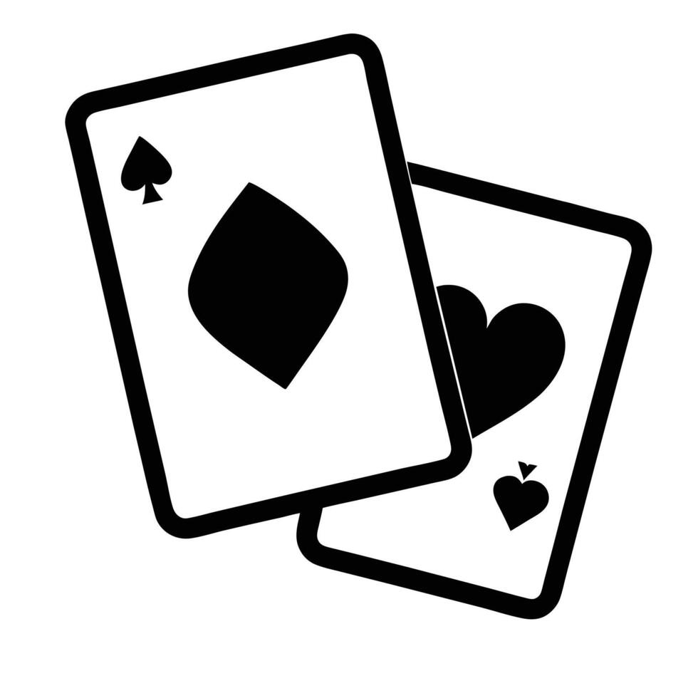 Two Playing Cards Spade Diamond And Heart Black And White Illustration vector