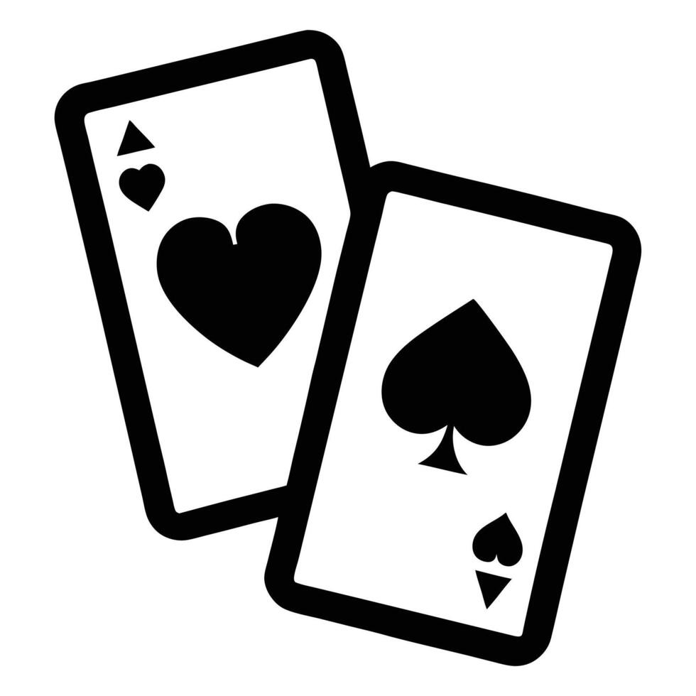 Two Playing Cards Heart And Spade Black And White Icon Graphic vector