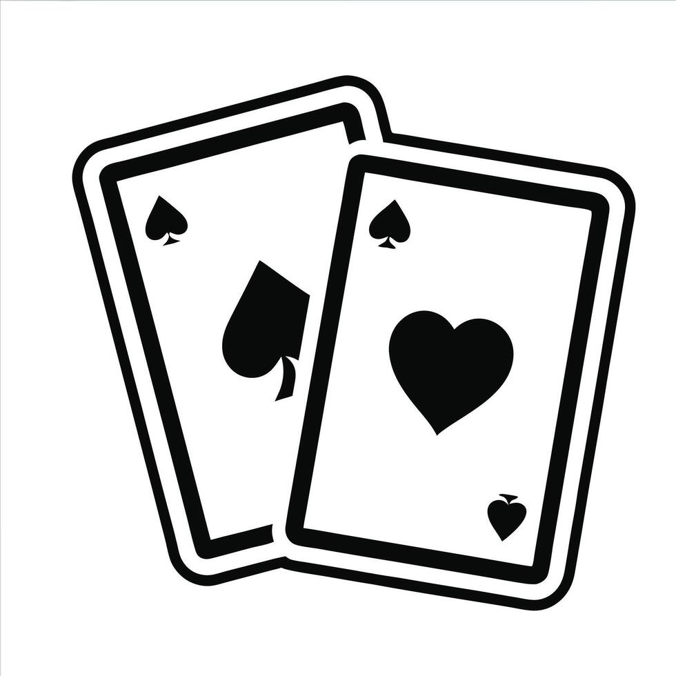 Playing Cards Black And White Icon Graphic Two Of A Kind vector