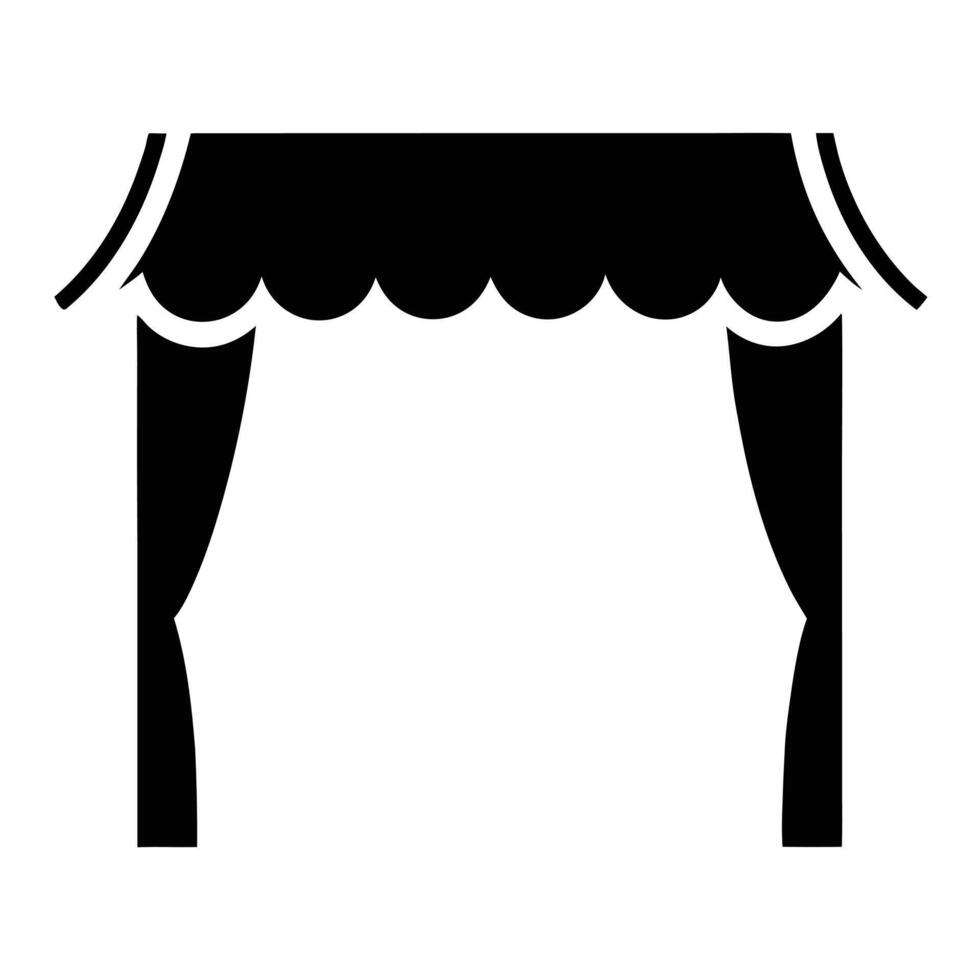 Black Silhouette Of Elegant Stage With Curtains For Performance Event vector