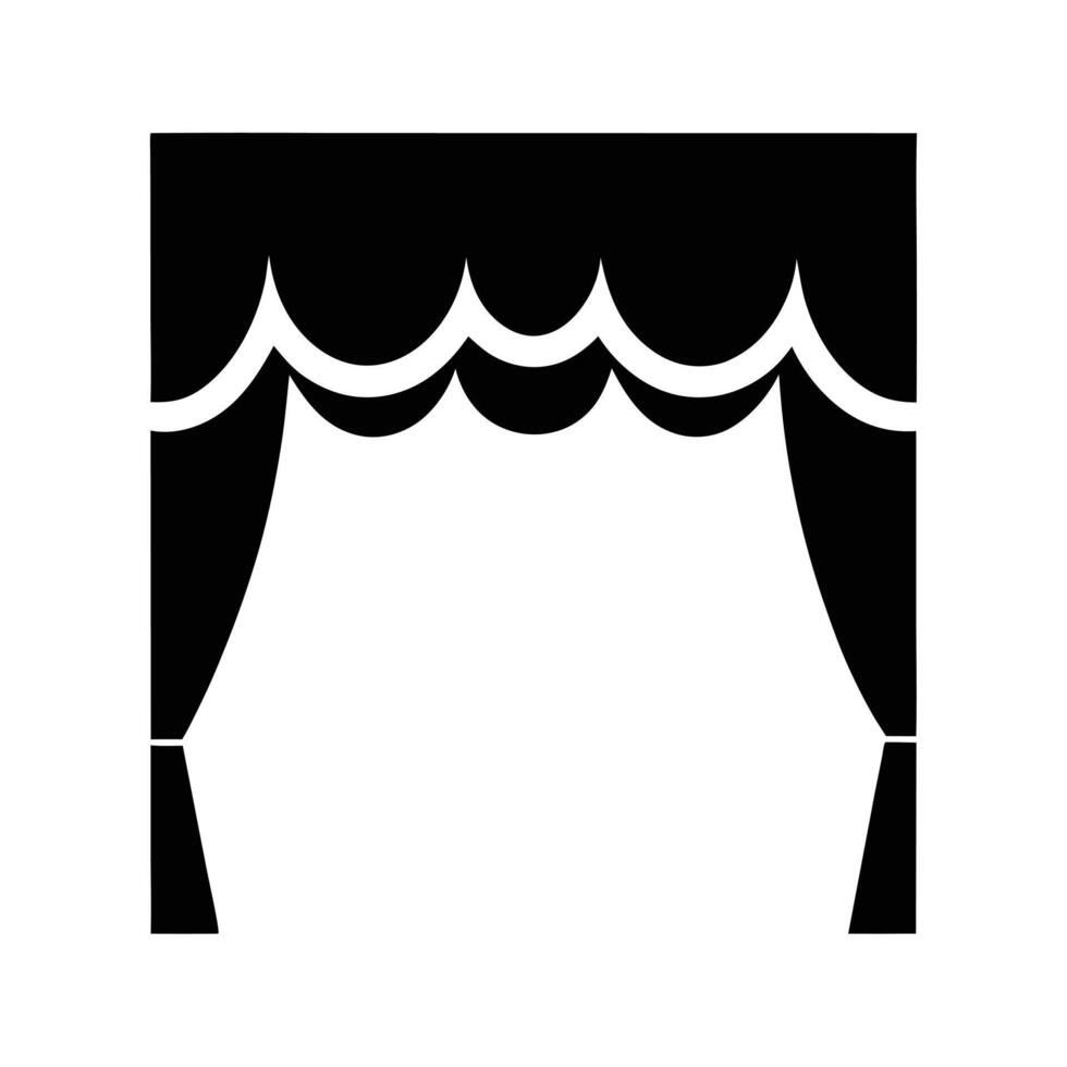 Elegant Black And White Curtain Icon Graphic For Theatrical Or Interior Design Use vector