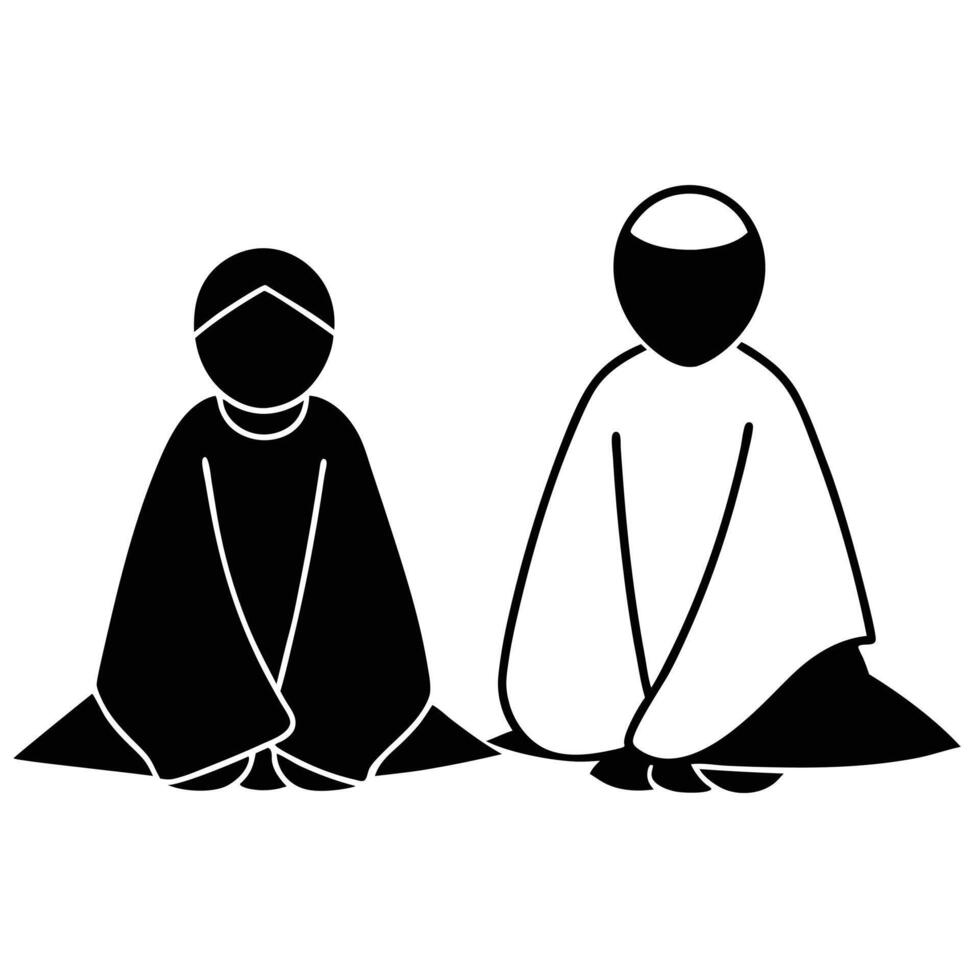 Two Seated Figures In Contradictory Colors Abstract Illustration vector