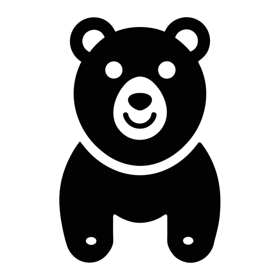 Simple Black And White Teddy Bear Icon Isolated On White Background vector