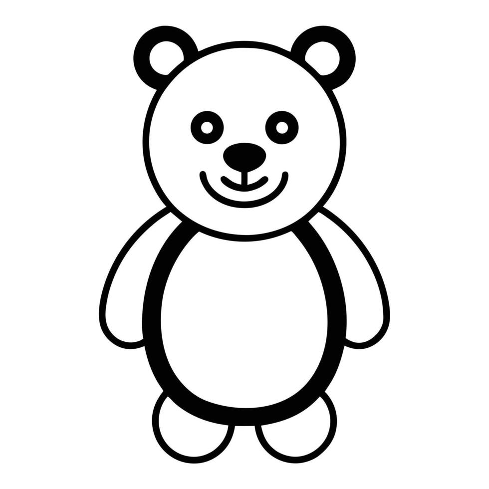 Simple Teddy Bear Illustration In Black And White Format vector