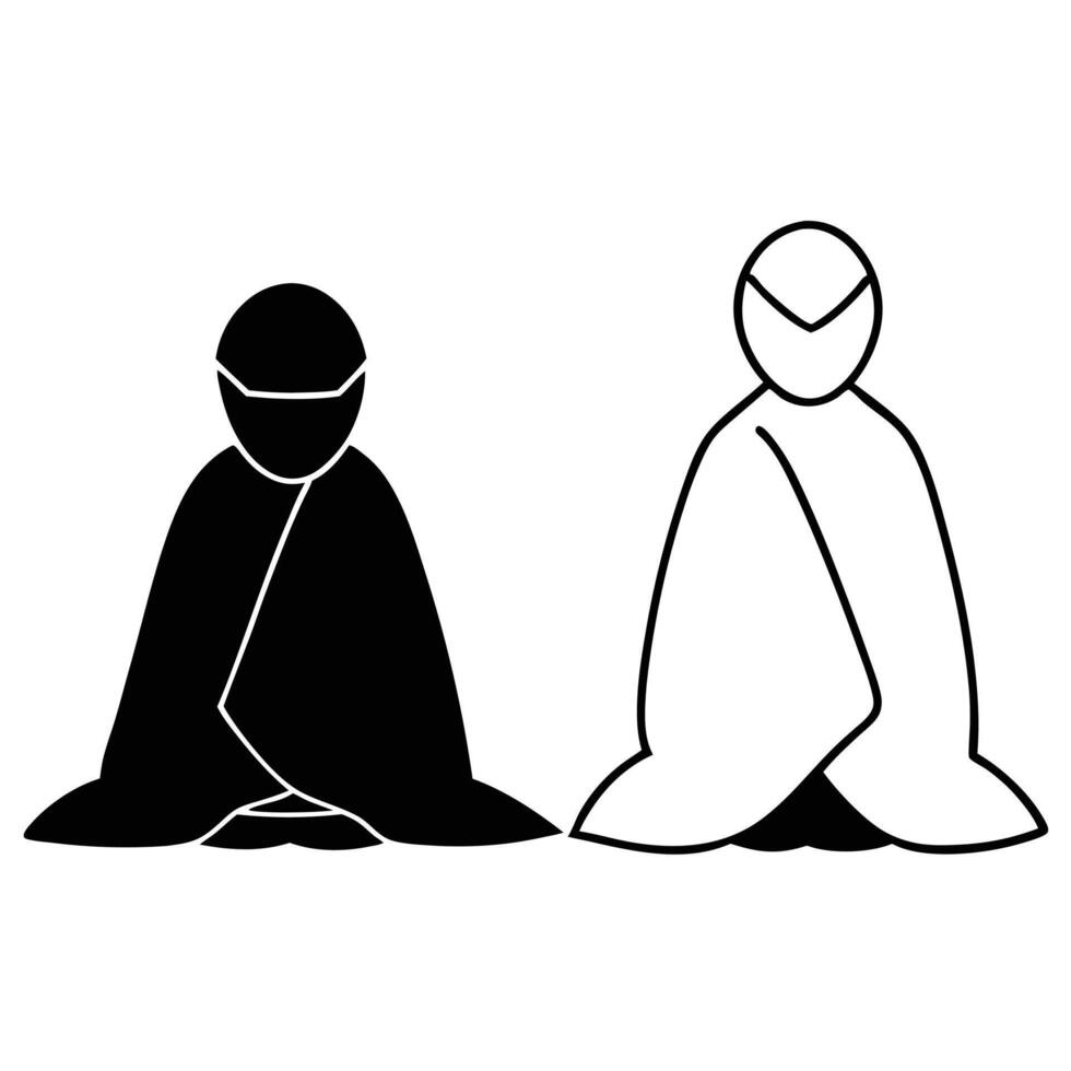 Minimalist Illustration Of People Meditating In Black And White Monochrome Style vector