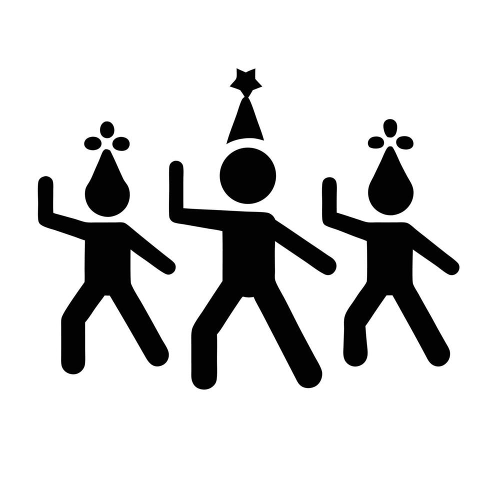Celebration Icon Group Party Celebration People Celebrating Joyful Party Hats vector