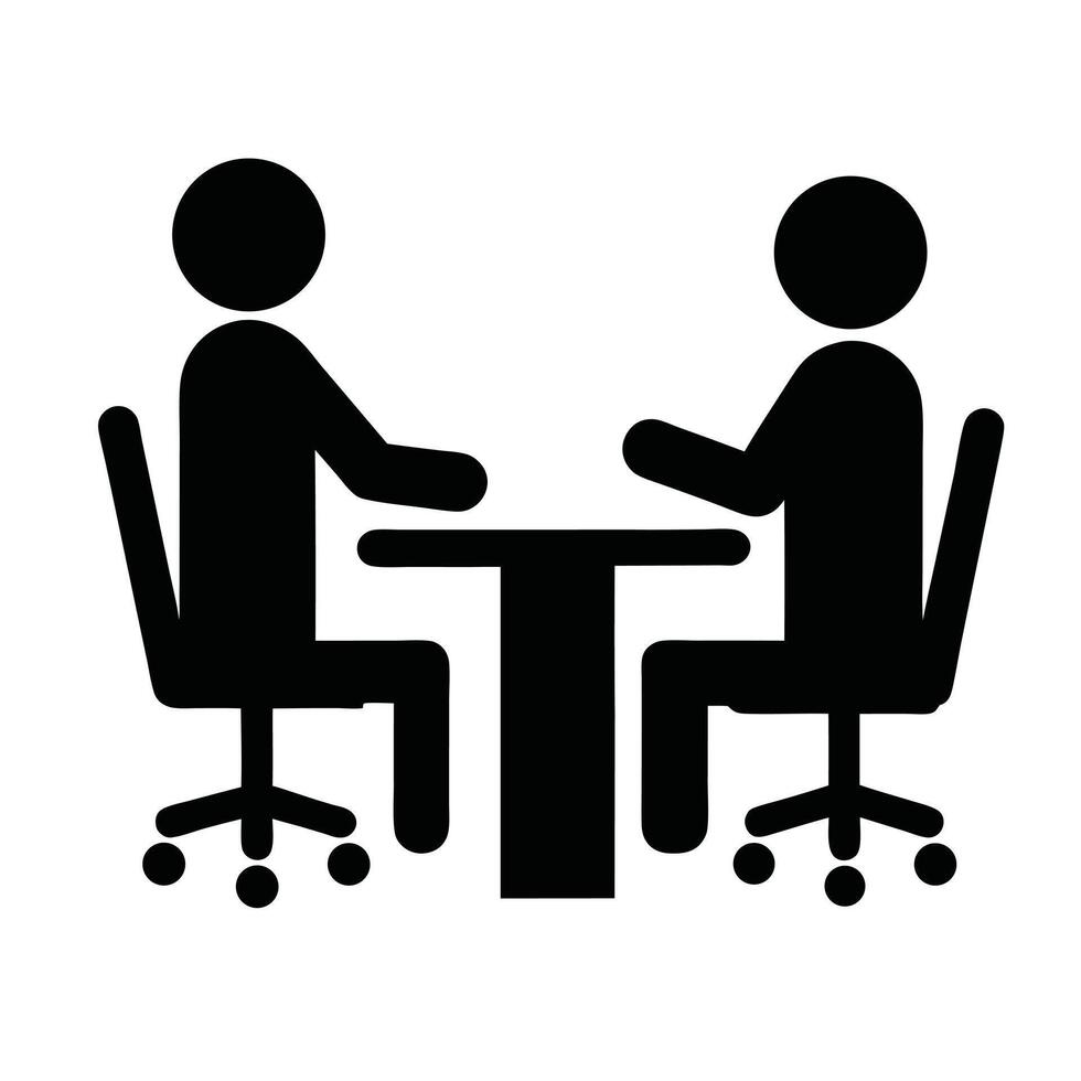 Simple Icon Depicting Two People Having A Meeting At The Table vector