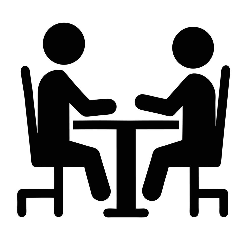 People Meeting At Table Black And White Icon Illustration For Business vector