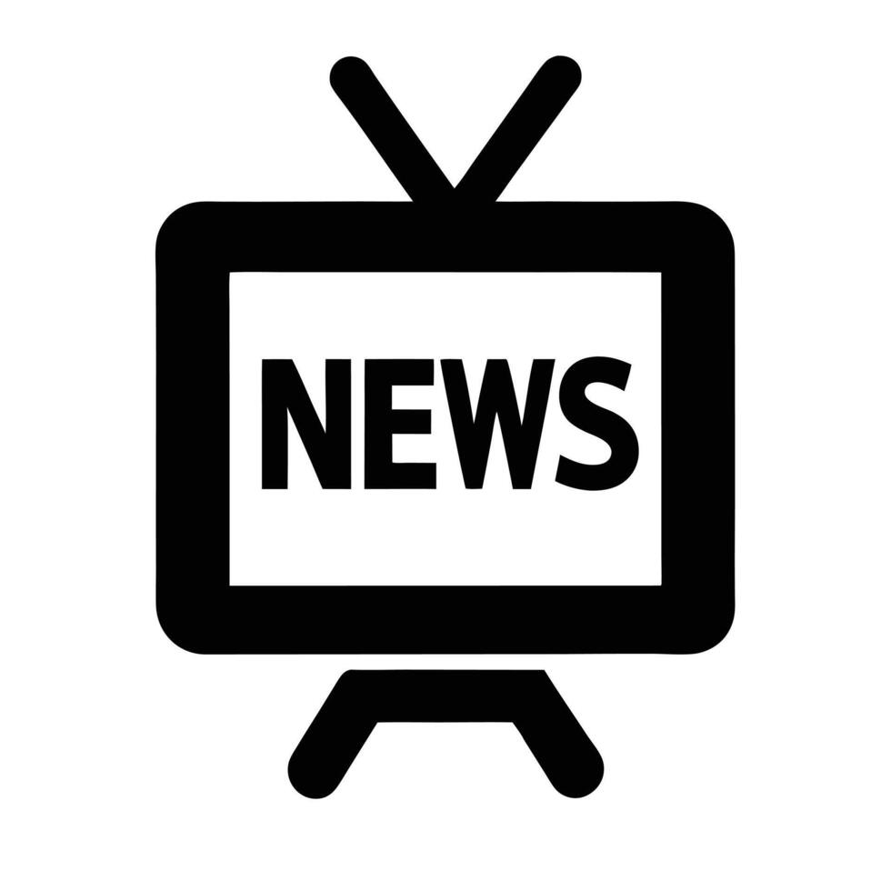 Retro Television News Icon Representing Broadcast Media And Journalism Concepts vector