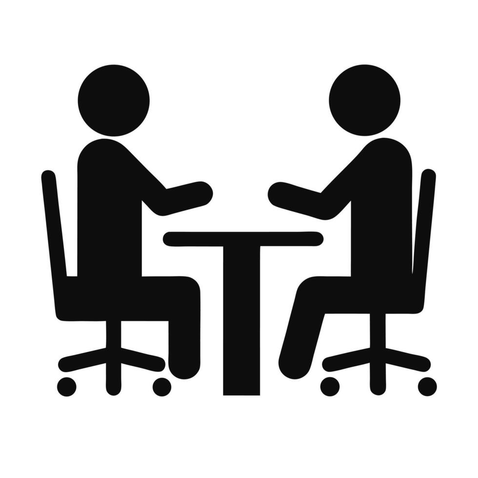 People Meeting Icon Two People At A Table Illustration vector