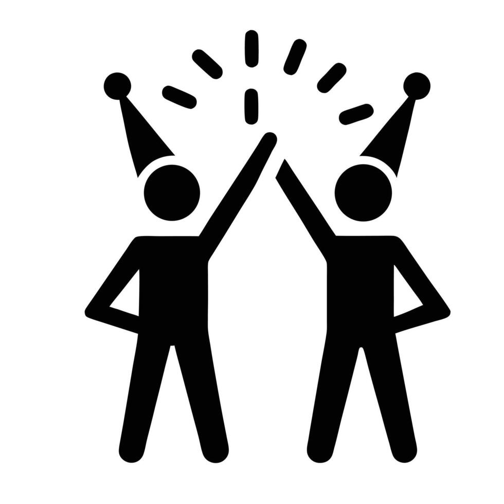Celebratory High Five With Party Hats Graphic Illustration Design vector