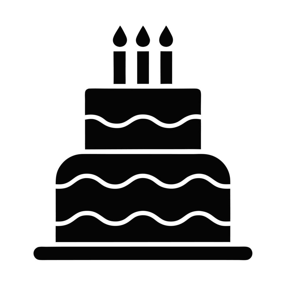 Two Tiered Birthday Cake With Three Candles Celebration Icon vector