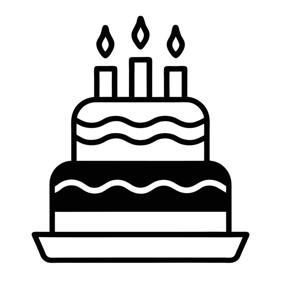 Elegant Two Tier Birthday Cake With Candles Icon Illustration vector