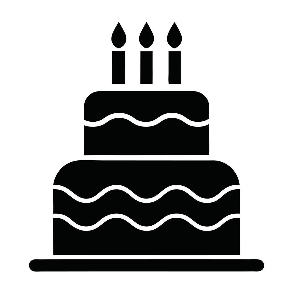 Two Tier Birthday Cake With Candles Celebration Symbol Design Icon vector