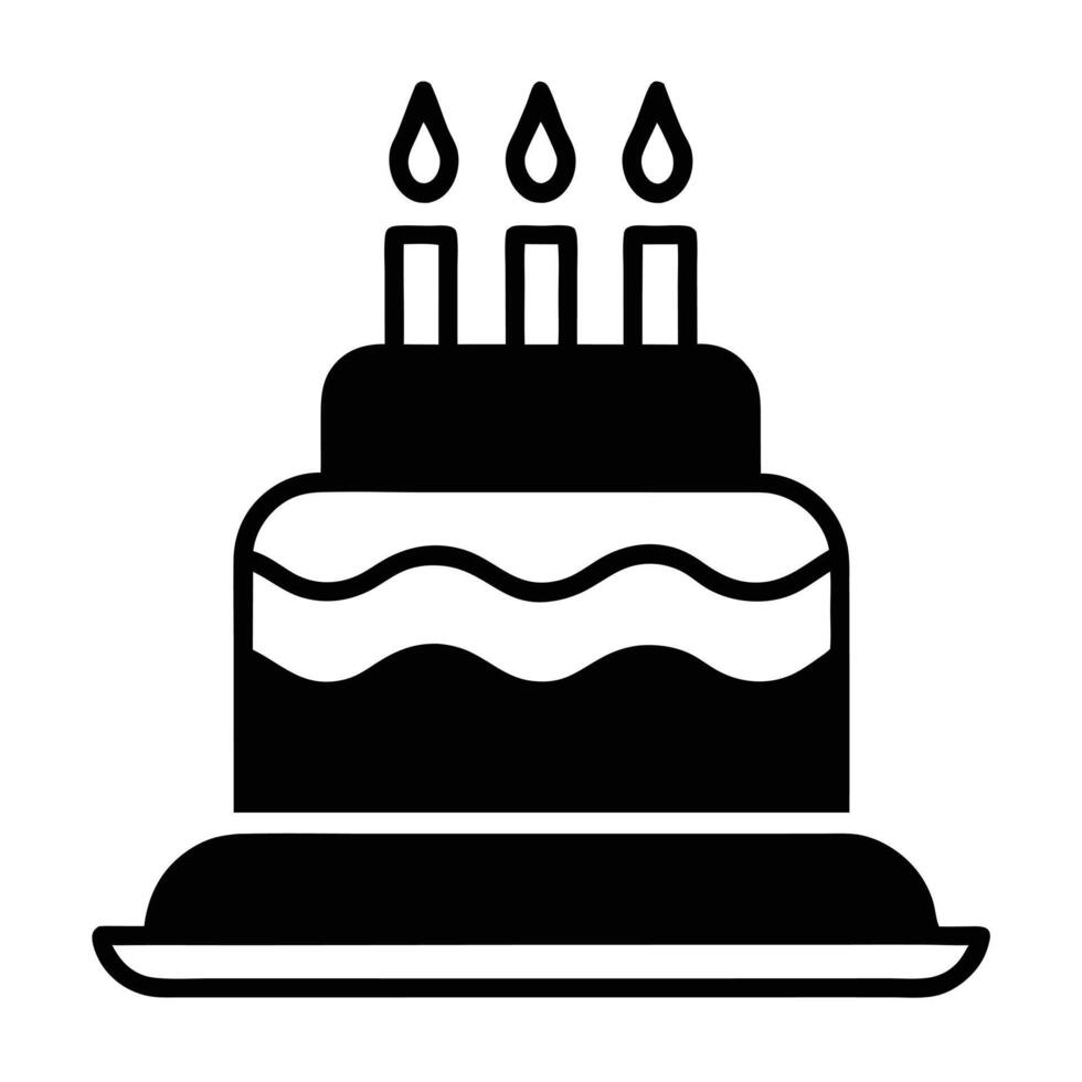 Two Tier Birthday Cake Silhouette With Candles Illustration Graphic Design vector