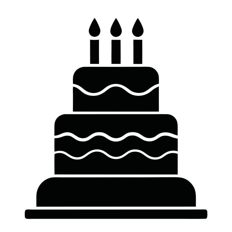 Black And White Tiered Birthday Cake With Candles Celebration Design vector