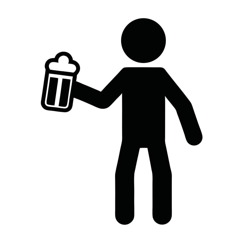 Pictogram Of A Person Holding A Beer Mug Illustration Design vector