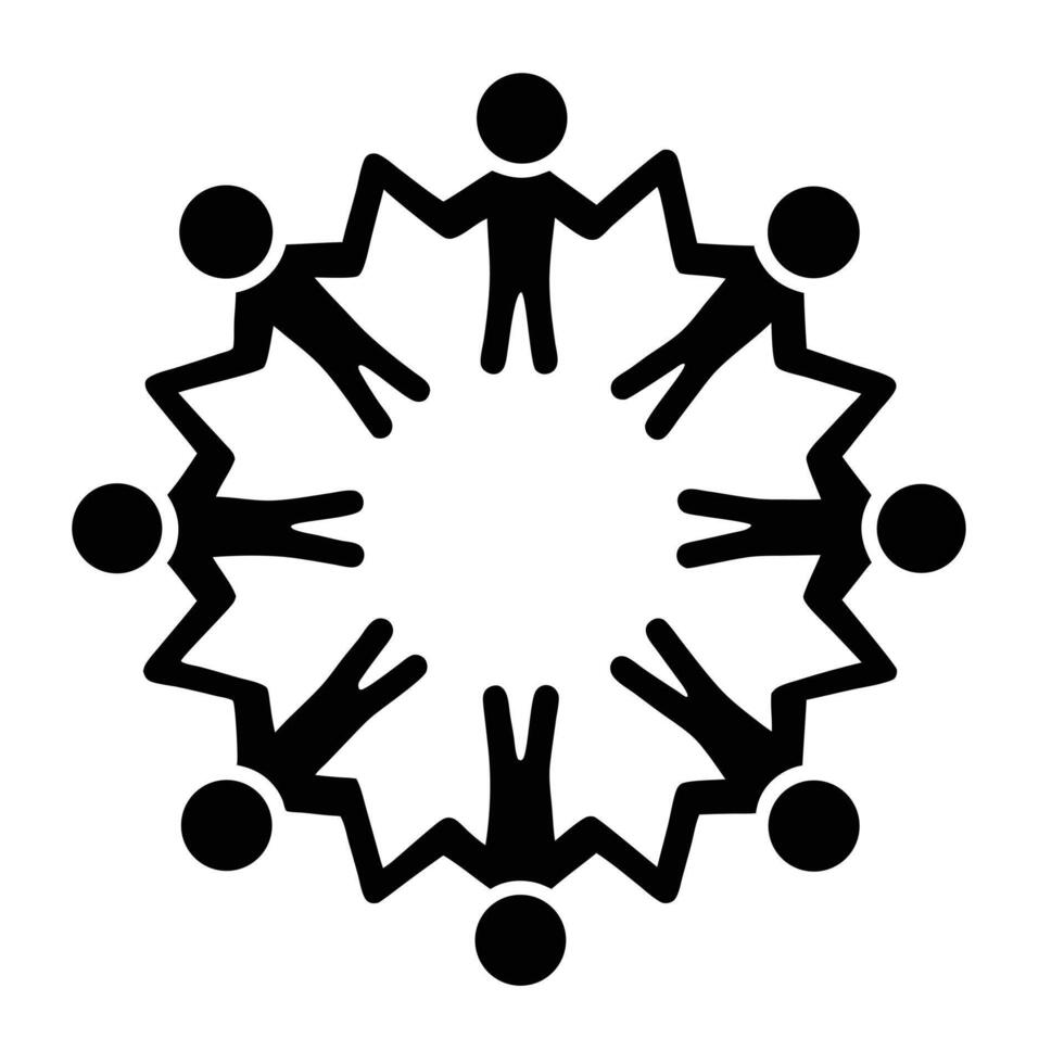 Circle Of People Holding Hands Together Unity Symbol Social Solidarity Connection vector