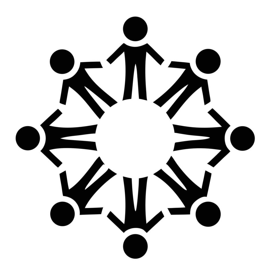 Teamwork Unity Illustration People Circle Holding Hands Collaboration Partnership Solidarity Silhouette Icon vector