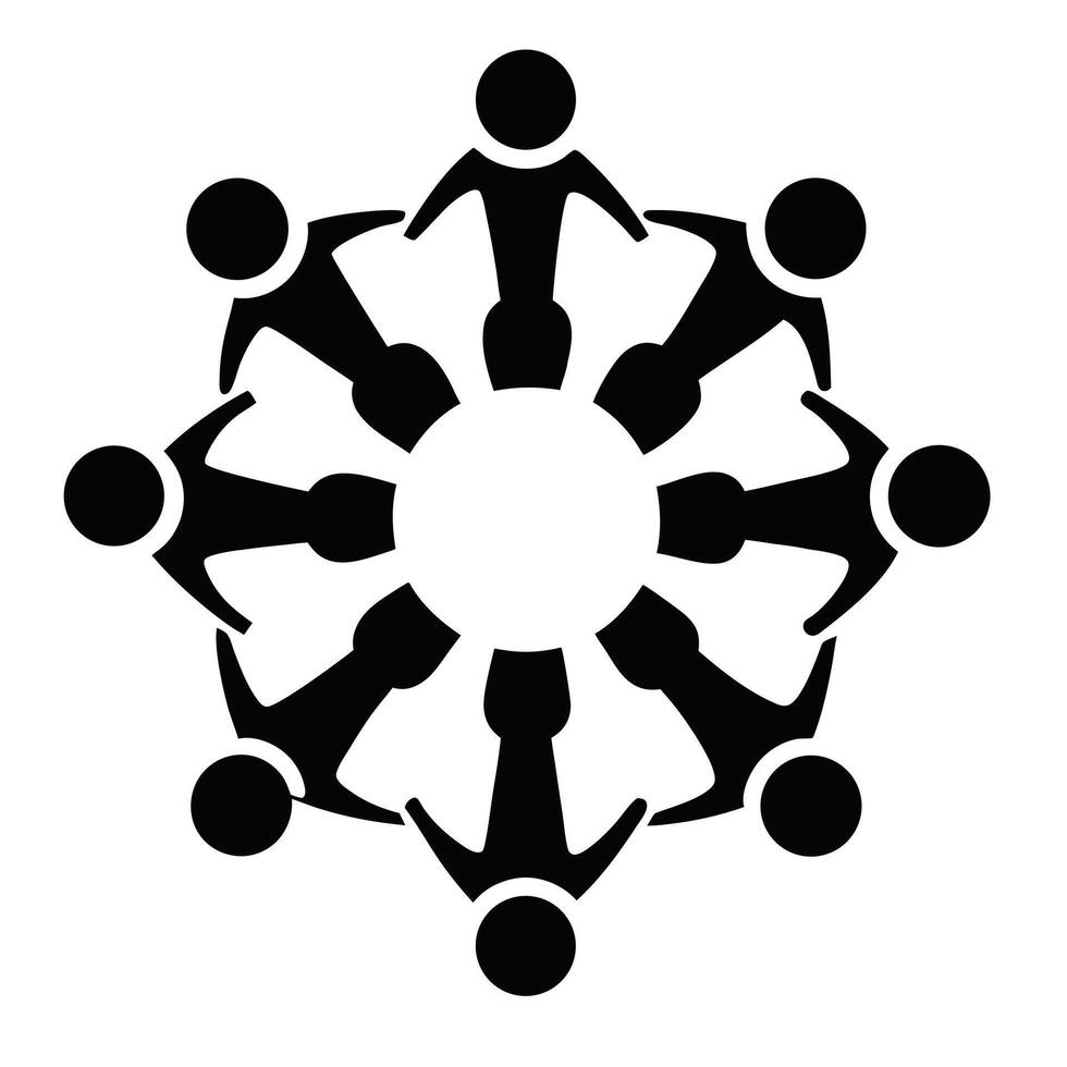 Black And White Pictogram Group People Unity Community Cooperation Symbol vector