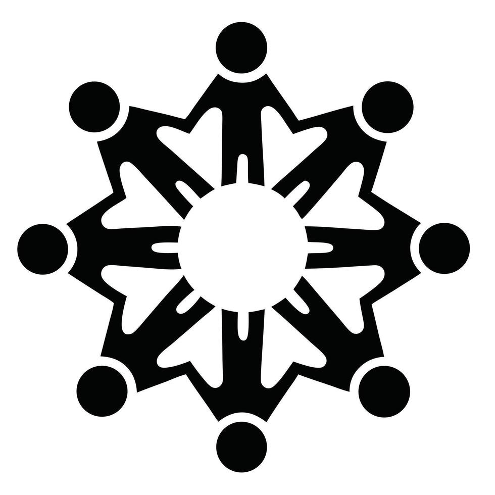 People Holding Hands Circle Together Teamwork Community Connection Solidarity Icon vector
