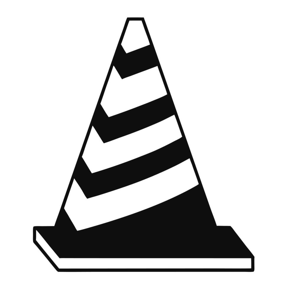 Simple Black And White Traffic Cone Icon Illustration For Design vector
