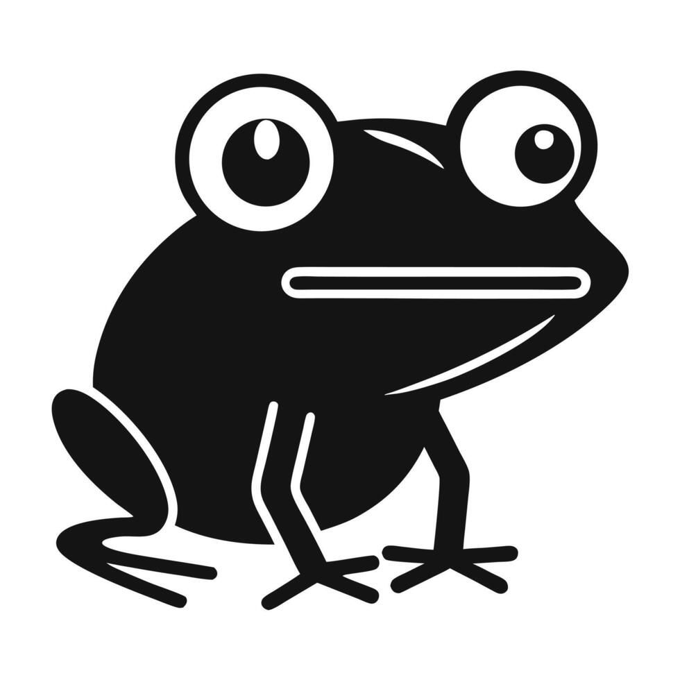 Simple Monochrome Frog Graphic Illustration Cartoon Style Isolated On White vector