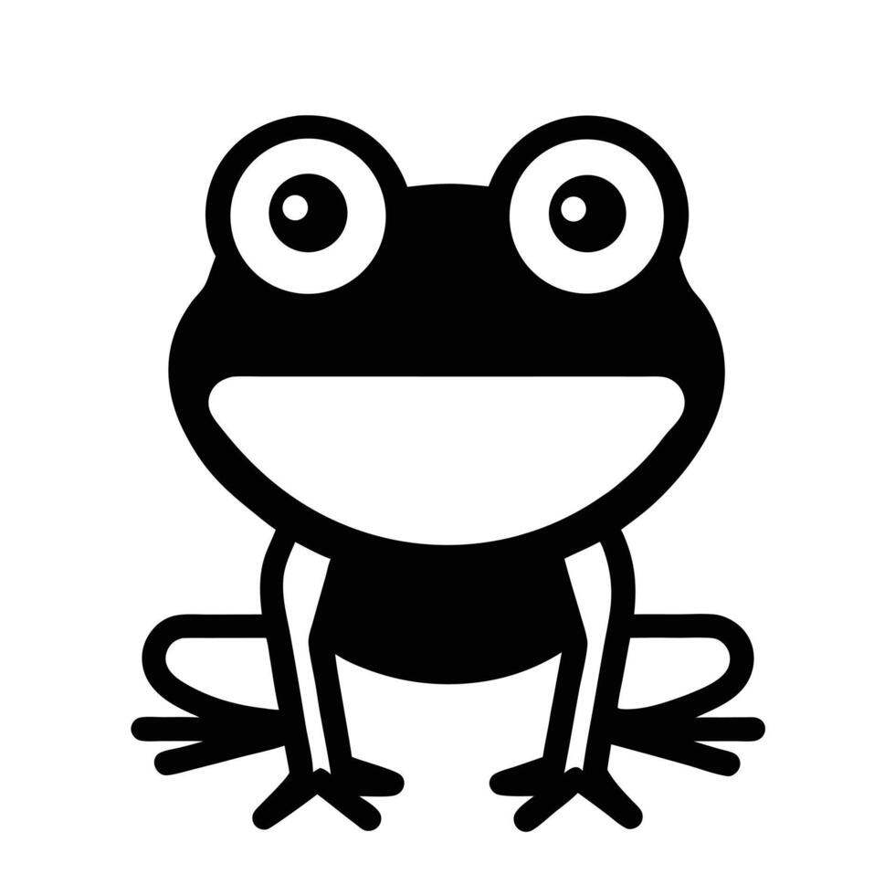Simple Black And White Frog Graphic Illustration Design vector