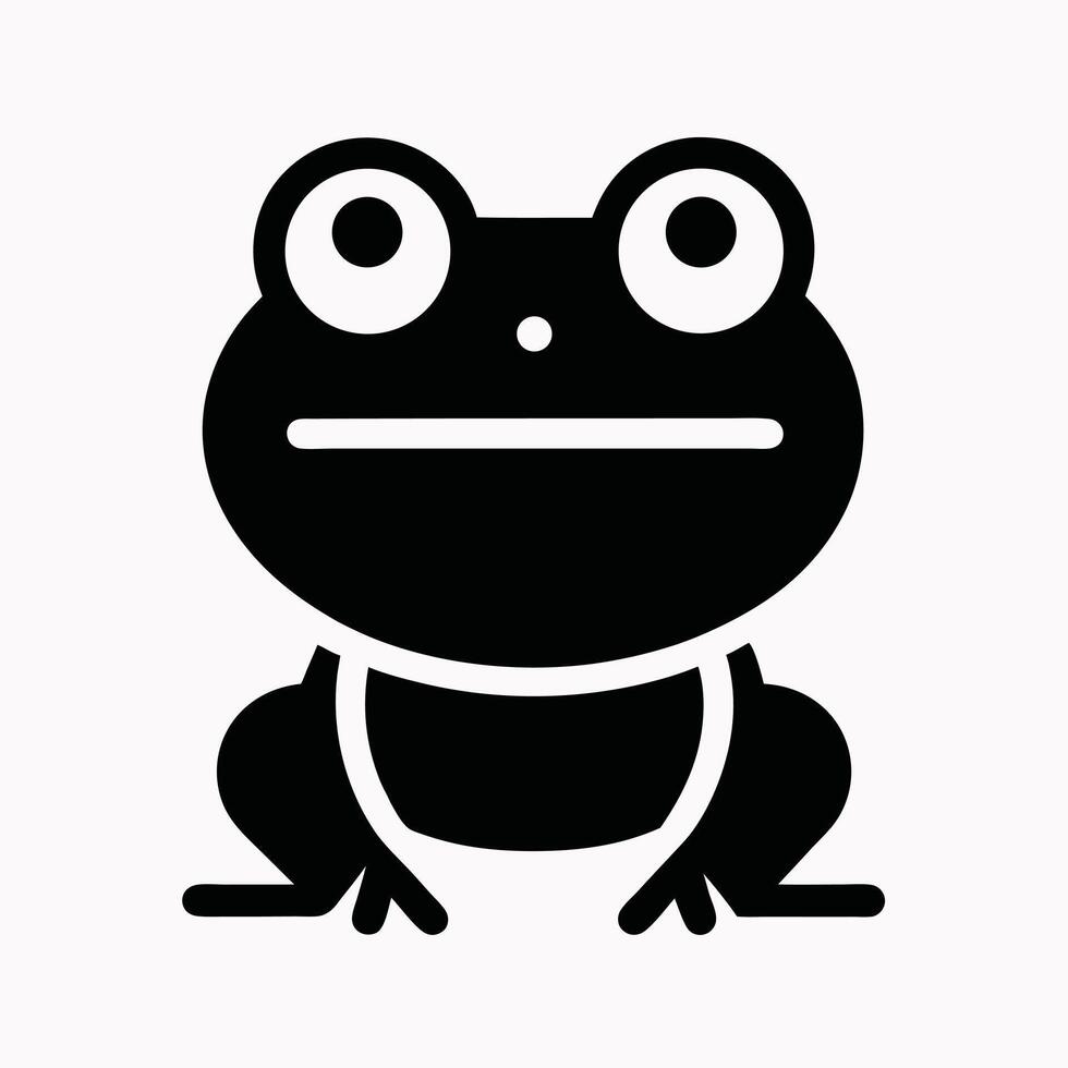 Minimalist Black And White Frog Illustration Graphic Isolated On White Background vector