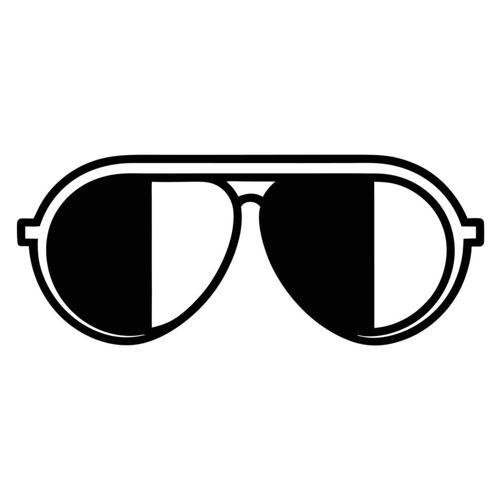 Aviator Sunglasses Black And White Icon Style Classic Design Graphic vector