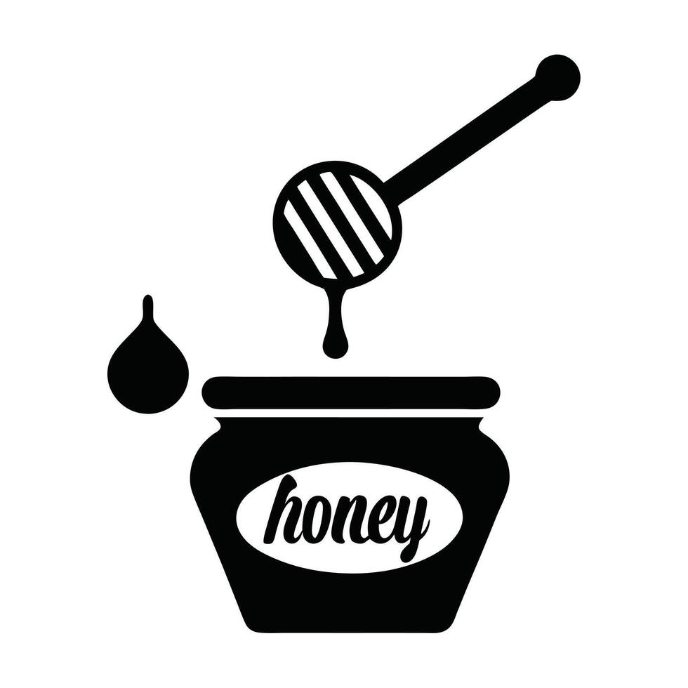 Honey Pot With Dipper Isolated On White Background Graphic Illustration vector