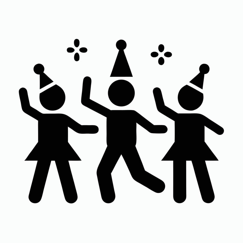 Party People Celebrating With Hats And Confetti Illustration Design Element vector