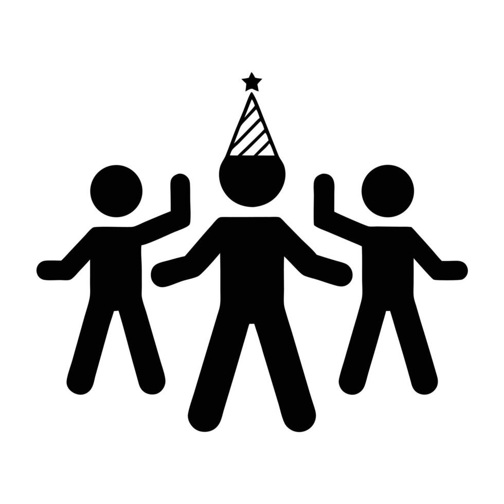 Celebrating Party With Friends Happy Stick Figures Illustration Design vector