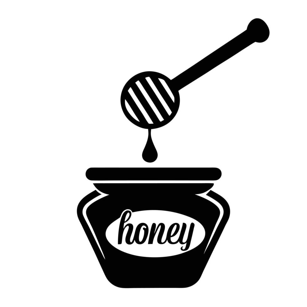 Honey Jar With Dipper Black Silhouette Illustration For Design Elements vector