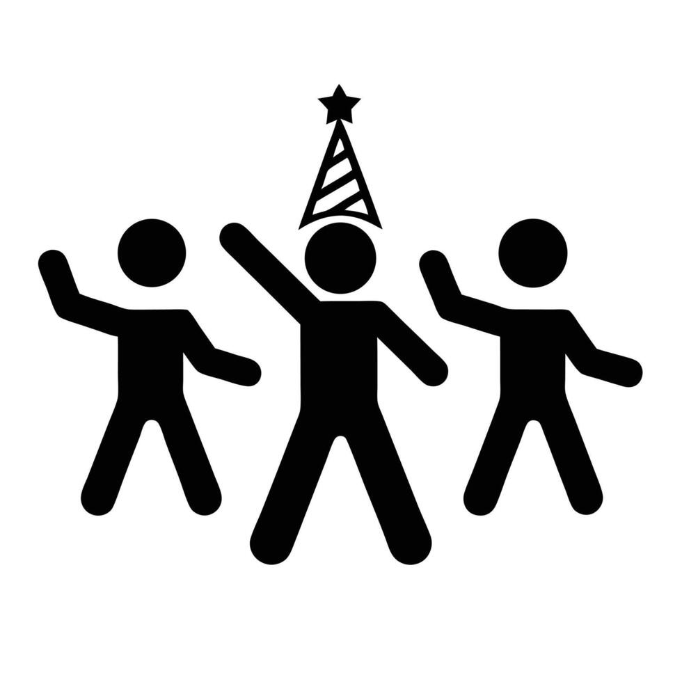 Celebrating Success People Party With Party Hat Stick Figure Silhouette Design vector