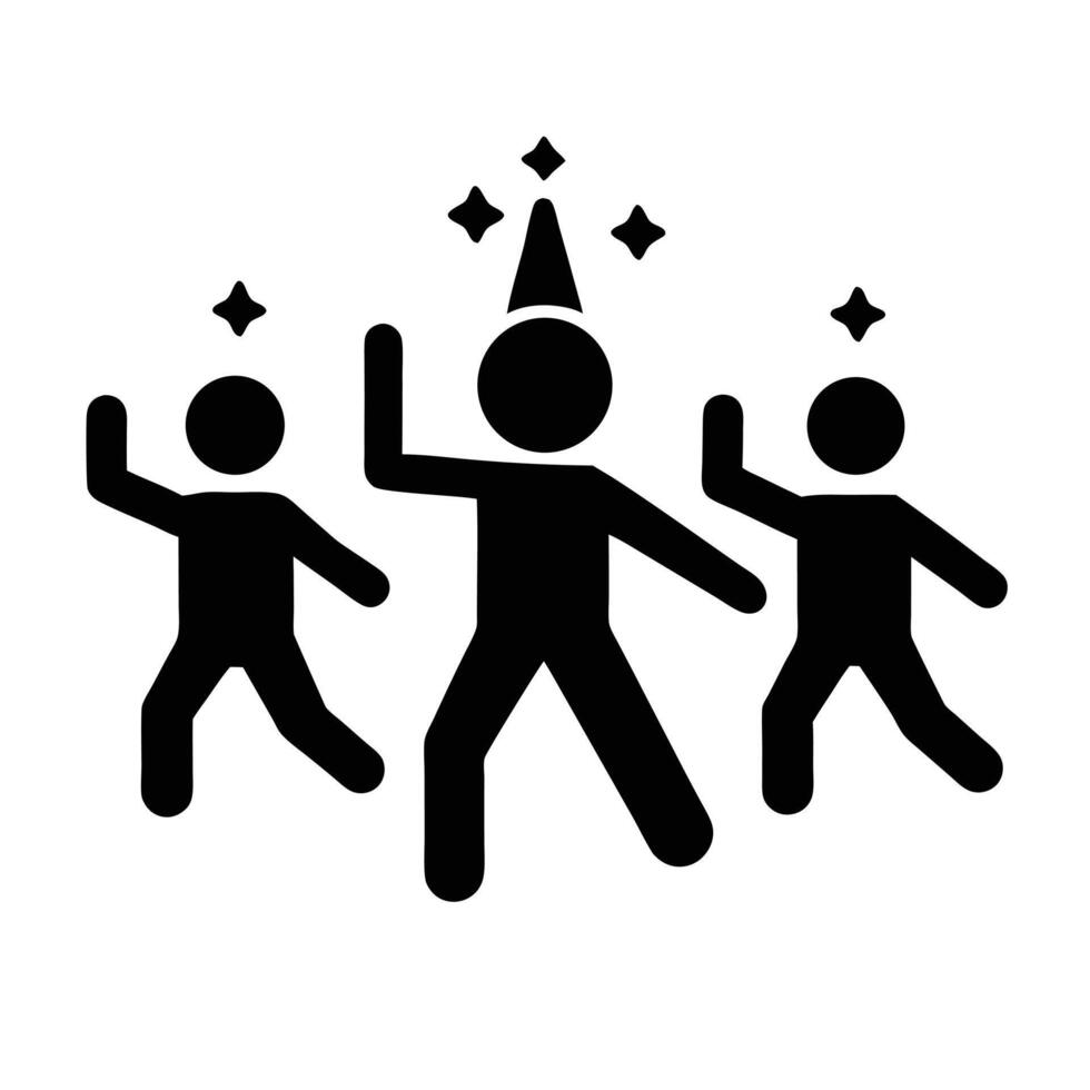 Silhouette People Celebrating Icon Party Celebration Fun Cheerful Festivity Dance Graphic vector
