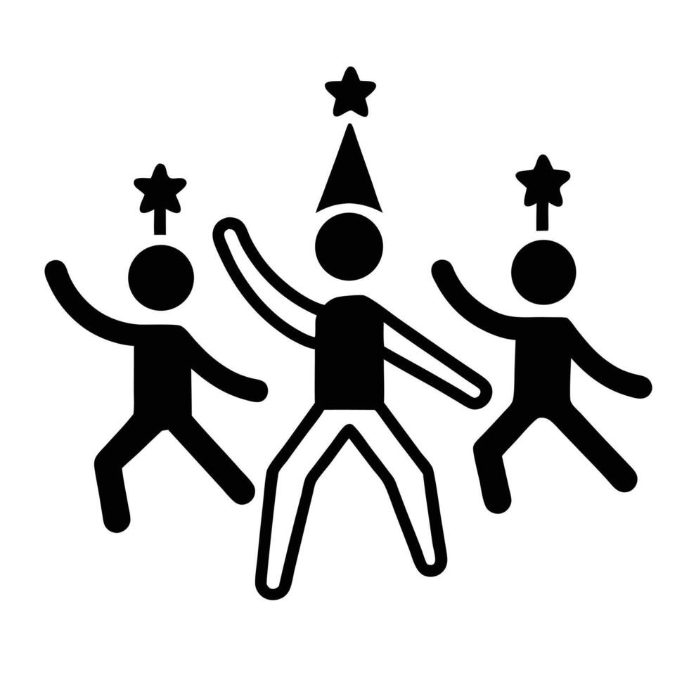 Celebration Party People Icon Graphic Silhouettes Stars Festive Event Design vector