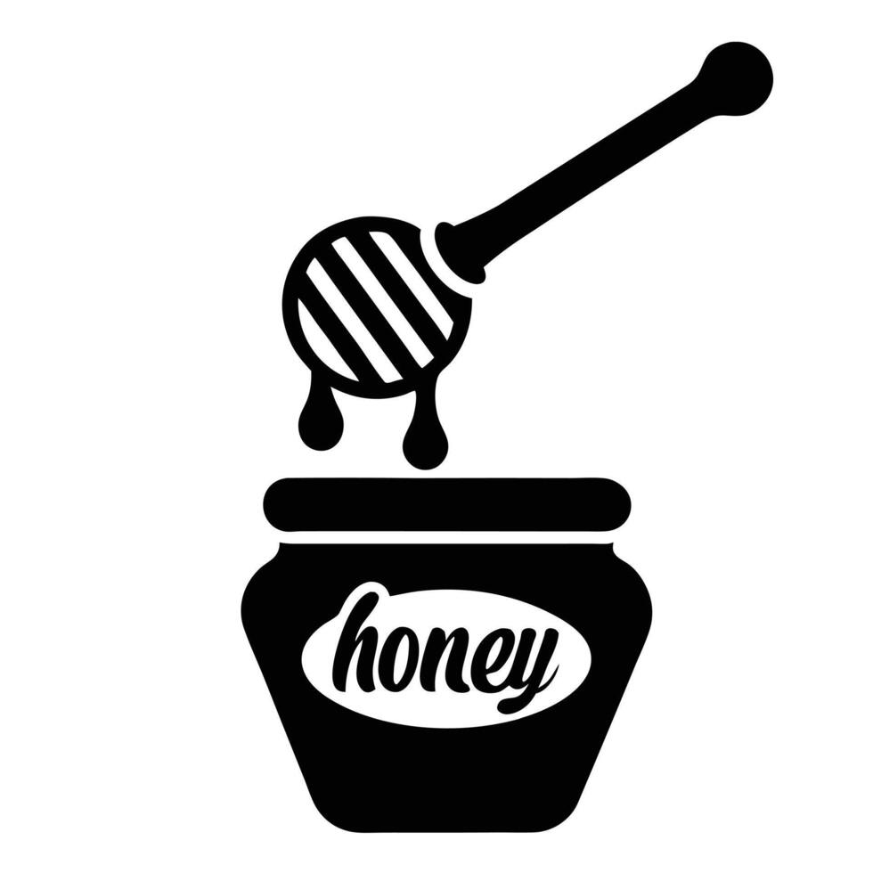 Honey Jar And Dipper Silhouette Icon Sweet Food Illustration Design Element vector