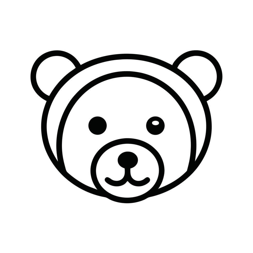 Minimalist Teddy Bear Head Icon With Black Outline For Graphic Design Projects vector