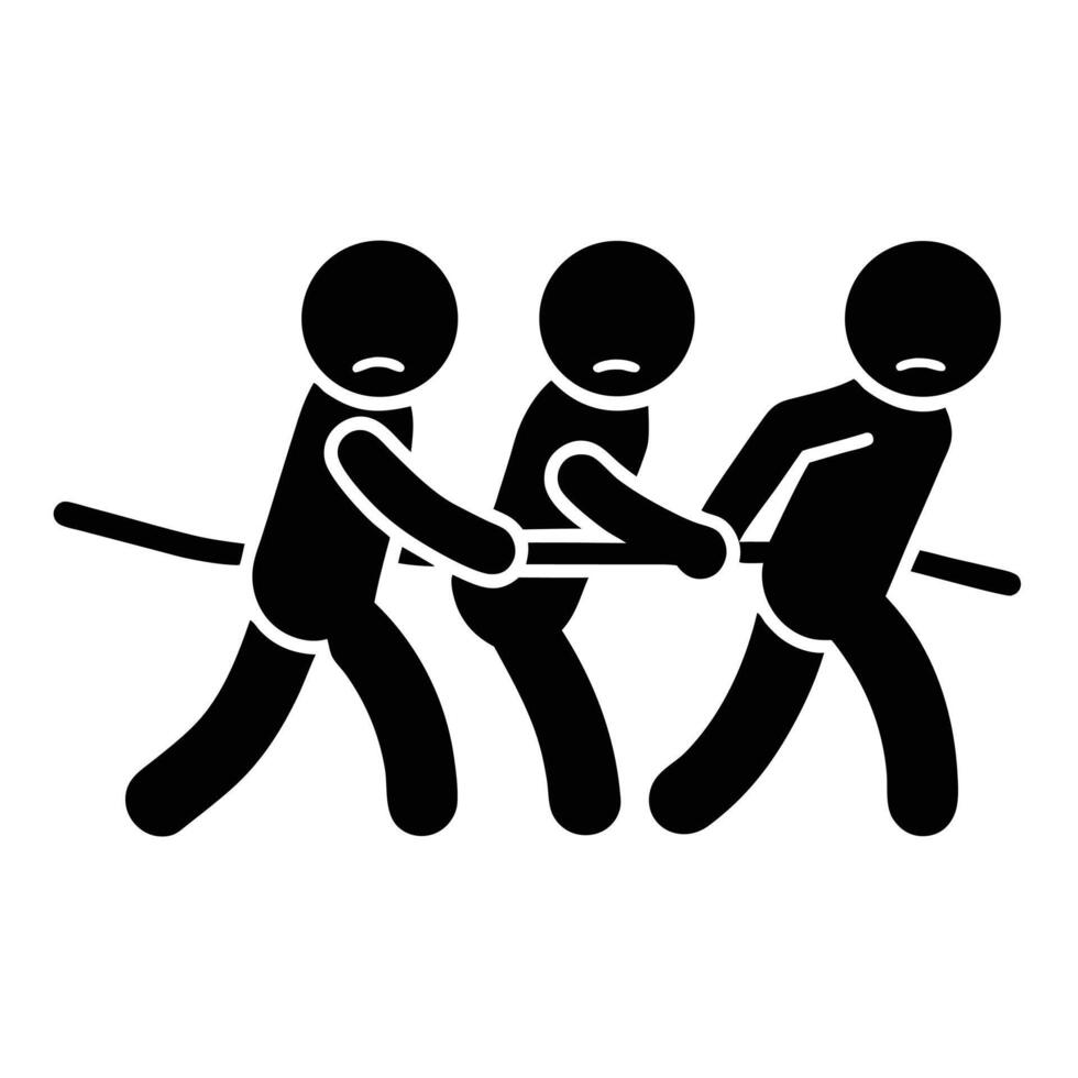 Stick Figures Tug Of War Teamwork And Competition Illustration vector