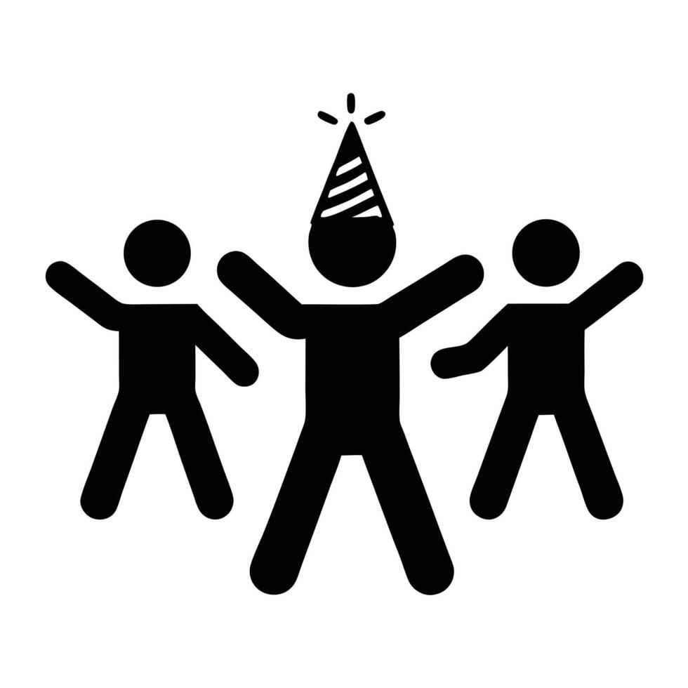 Party Celebration With People Icons Symbolizing Fun Gathering And Festive Occasion vector