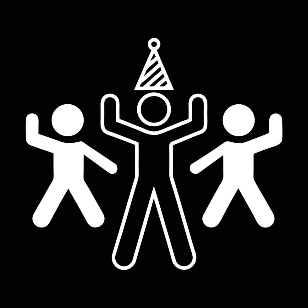 Party Celebration Pictogram Icon With Dancing People Silhouette In Black And White vector