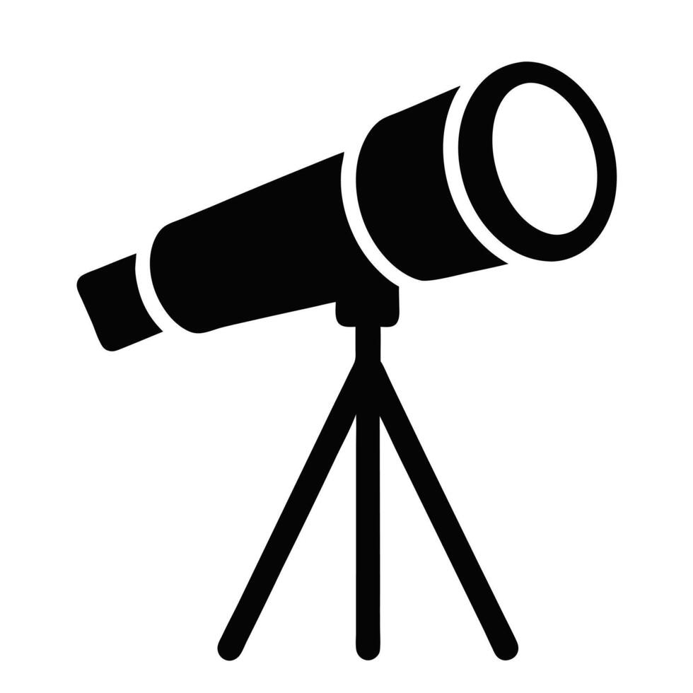 Simple Black And White Illustration Of Telescope For Astronomy And Science vector