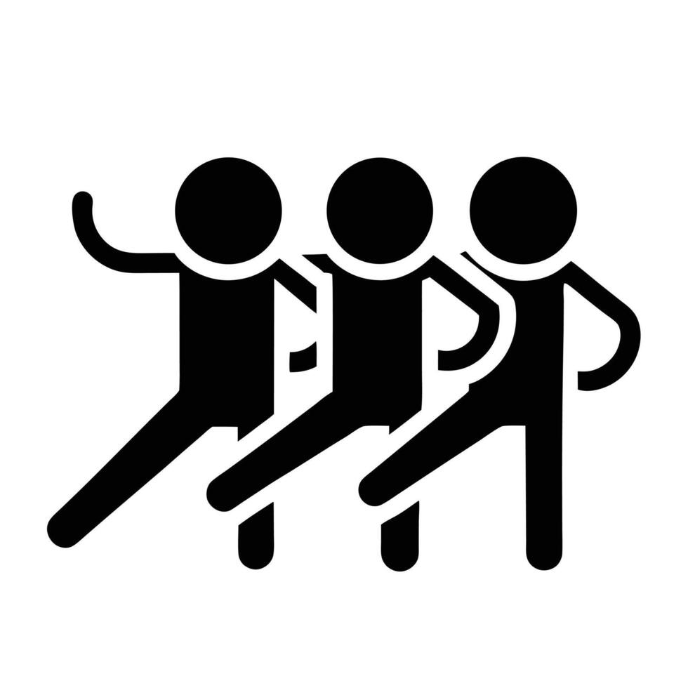 Teamwork Icon Of Three People Walking Together In Solidarity And Support vector
